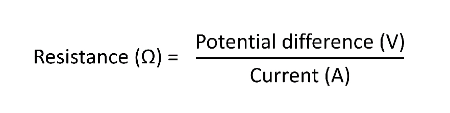 Image showing the formulae for calculating resistance.