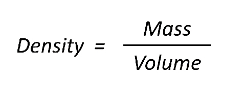 Image showing the formula to calculate density.