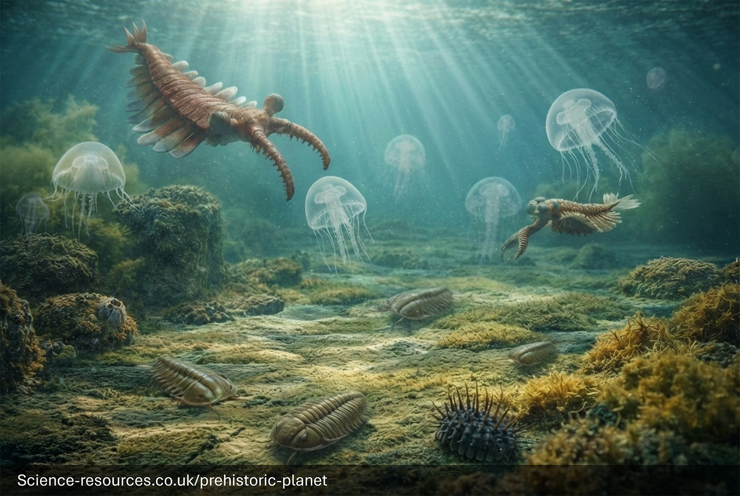 Image showing the Diversification of marine life during the Cambrian period.