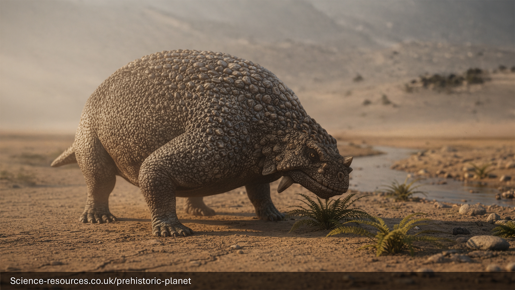 A realistic image of a Scutosaurus in a prehistroic swamp.