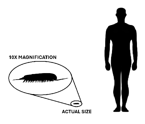 Trilobite size compared to an adult human.