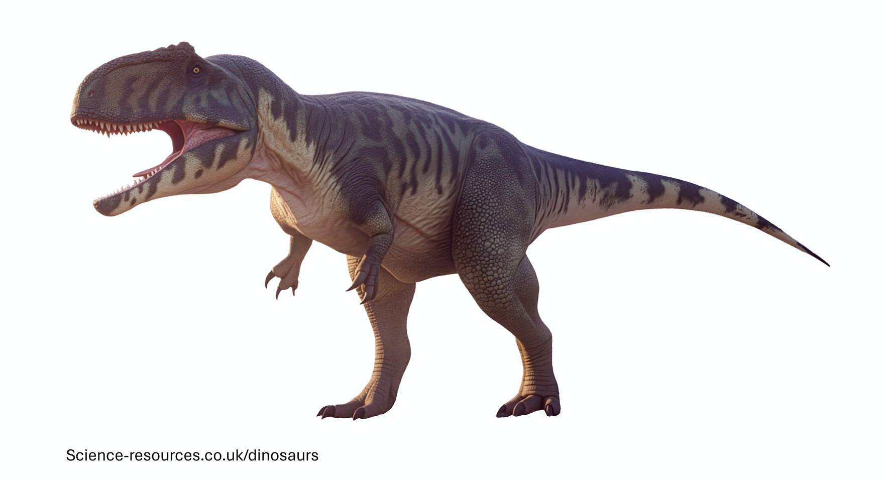 Giganotosaurus transparent Realistic rendering of an Giganotosaurus dinosaur on a white background.