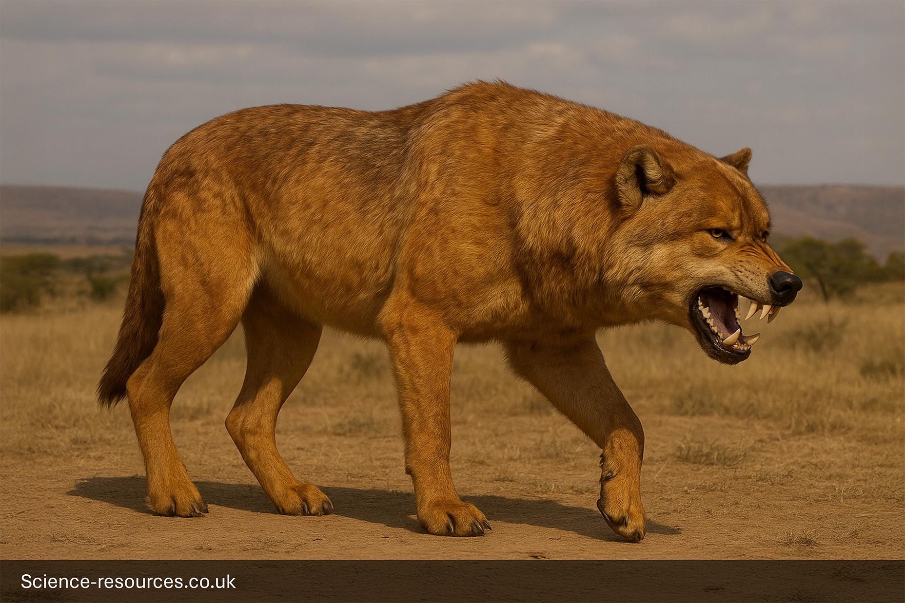 A realistic image of a dire wolf.