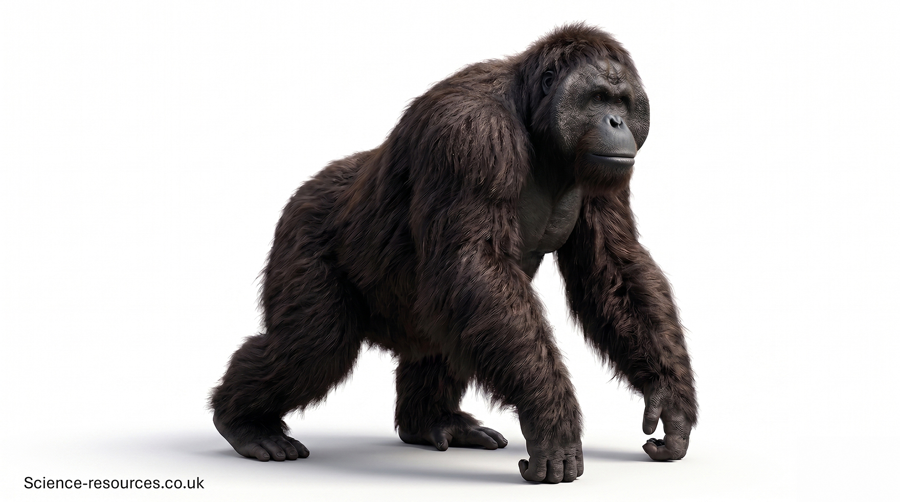 Gigantopithecus_3D1 3D model of a Gigantopithecus with gorilla-like hair.