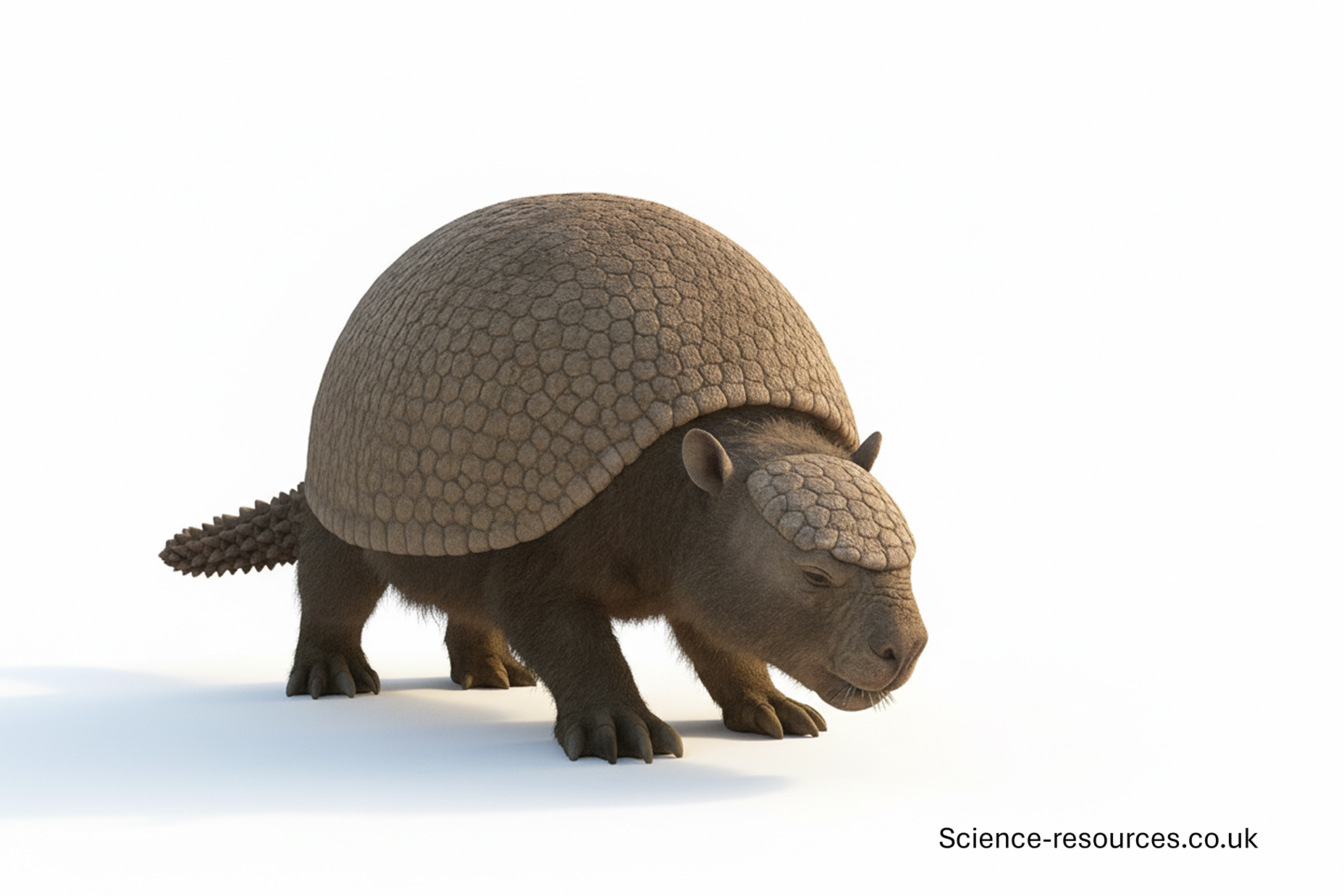 A realistic image of a Glyptodon on a white background.
