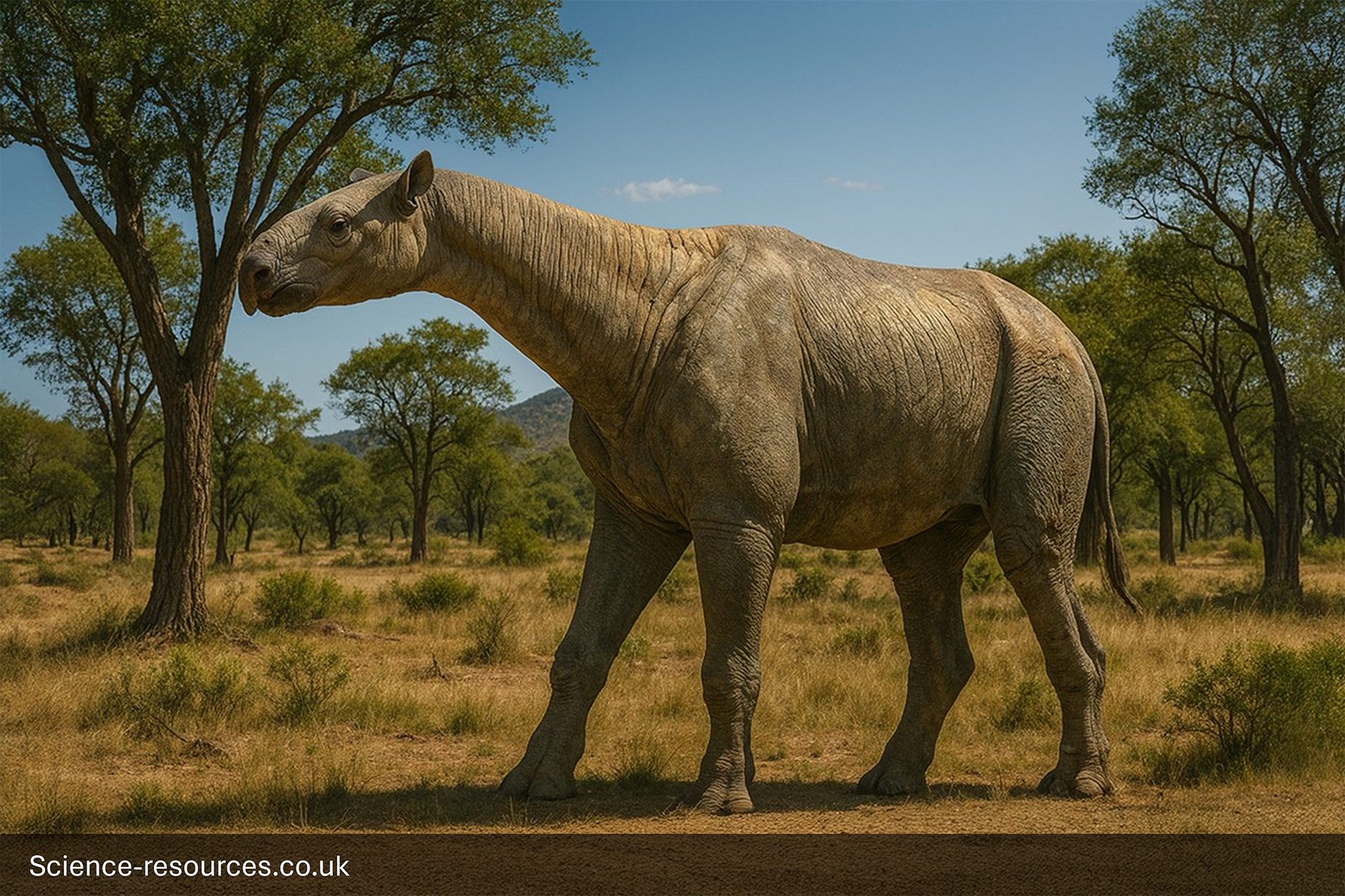 A realistic image of a Indricothere.