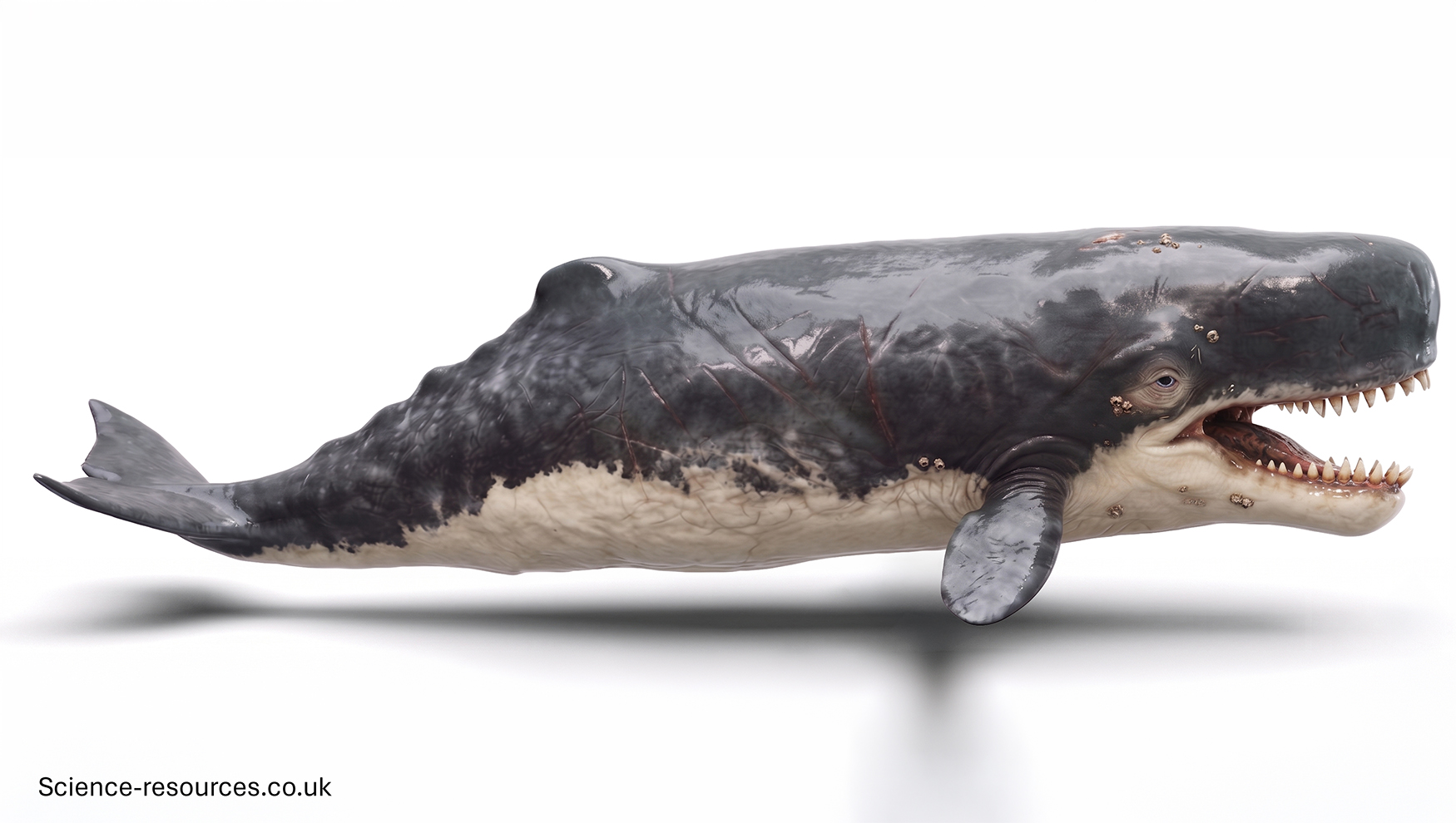 A realistic 3D model of a Livyatan on a white background.