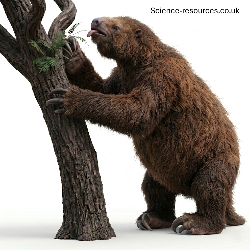 A hyper realistic 3D model of a Megatherium on a white background,