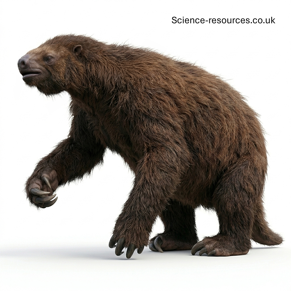 The Megatherium had massive, curved claws. They were so long that it couldn't step flat on its feet! Instead, it had to curl its paws and walk on the outside edges of its feet, sort of like knuckle-walking. 