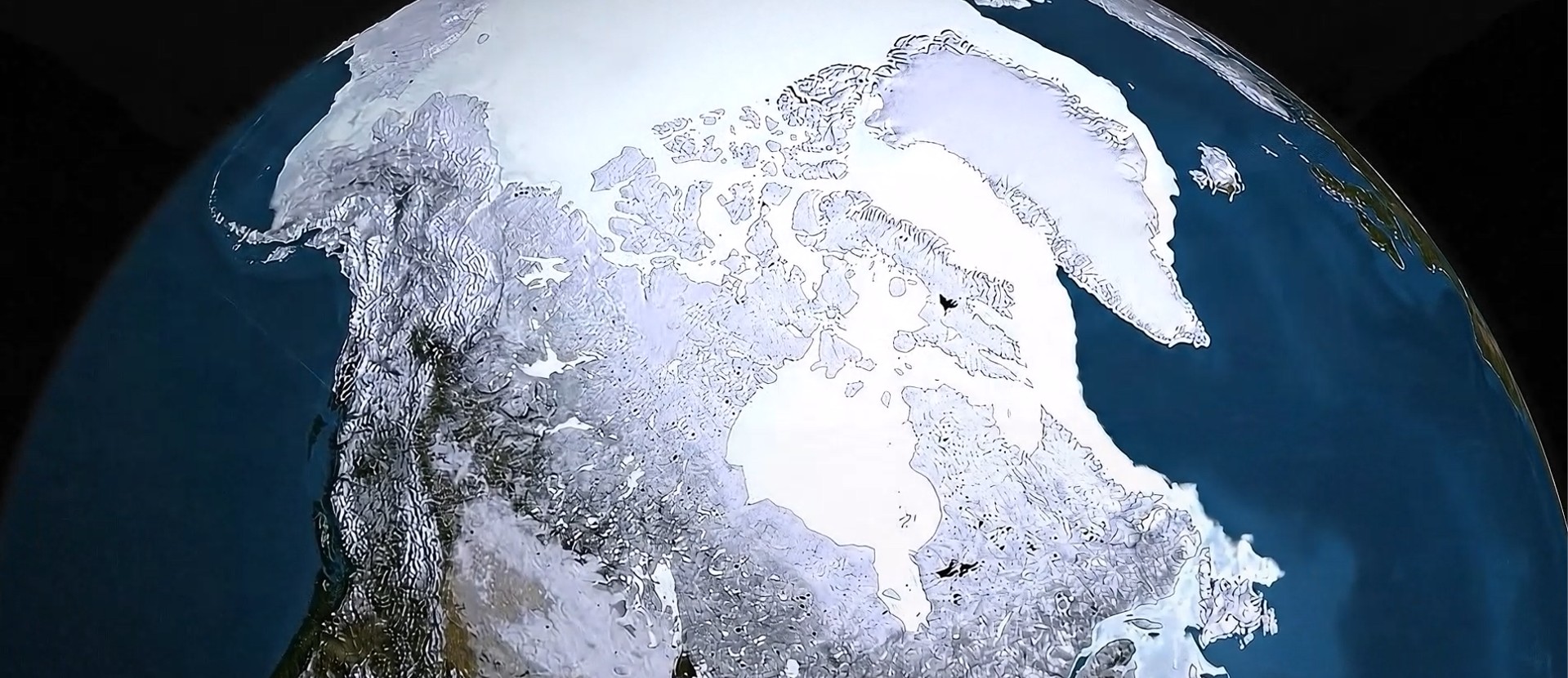 The Pleistocene epoch (Ice Age) where large ice sheets covered vast areas of the continents.