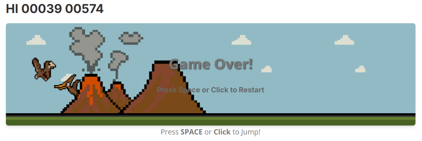 Dino dash Dino dash game screen